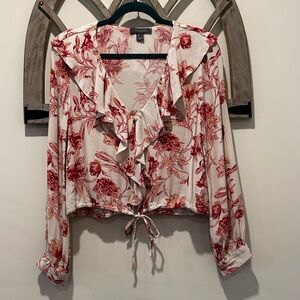 Primark Floral Print Blouse Feminine Ruffled Long Sleeve Cottagecore size 6